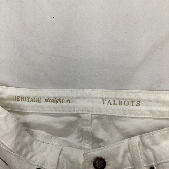 Talbots Heritage Straight Leg White Denim Jeans Womens Size 6 Classic Pants - Picture 7 of 10